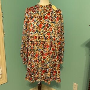 Jodifl Sz M Floral Long Sleeve Dress NWT